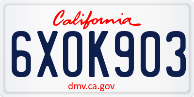 CA license plate 6XOK903