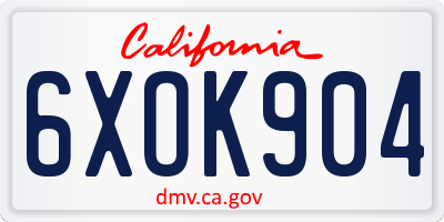 CA license plate 6XOK904