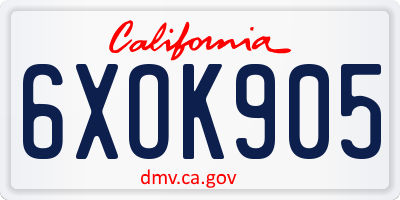 CA license plate 6XOK905