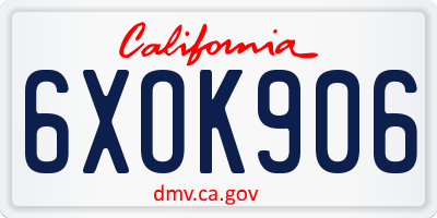 CA license plate 6XOK906