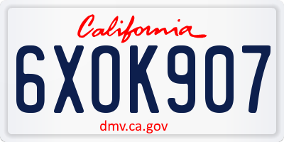 CA license plate 6XOK907