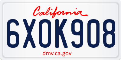 CA license plate 6XOK908