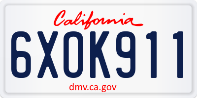CA license plate 6XOK911