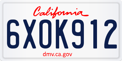 CA license plate 6XOK912
