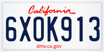 CA license plate 6XOK913