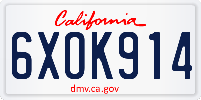 CA license plate 6XOK914