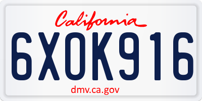 CA license plate 6XOK916