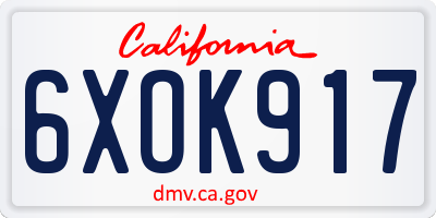 CA license plate 6XOK917