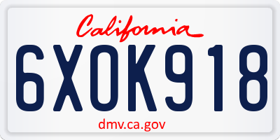CA license plate 6XOK918