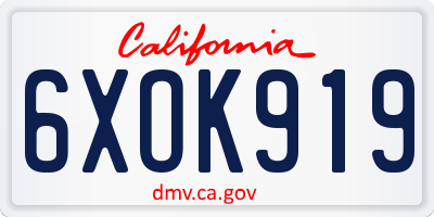 CA license plate 6XOK919