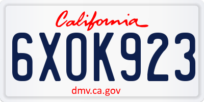 CA license plate 6XOK923