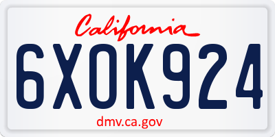 CA license plate 6XOK924