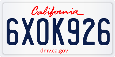 CA license plate 6XOK926