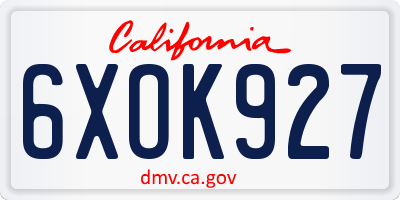 CA license plate 6XOK927
