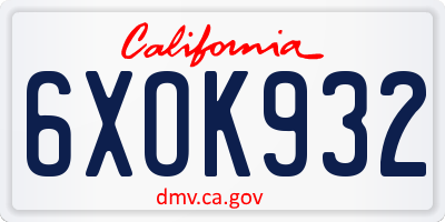 CA license plate 6XOK932