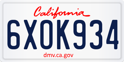 CA license plate 6XOK934