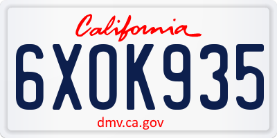 CA license plate 6XOK935