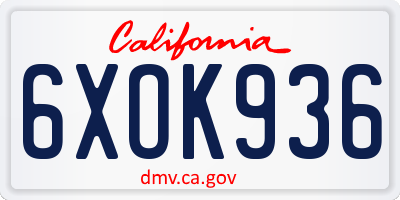 CA license plate 6XOK936