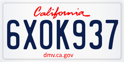 CA license plate 6XOK937