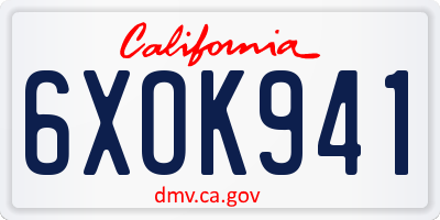 CA license plate 6XOK941