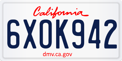 CA license plate 6XOK942