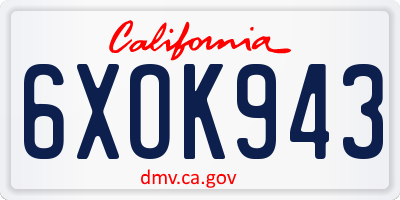 CA license plate 6XOK943