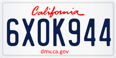 CA license plate 6XOK944