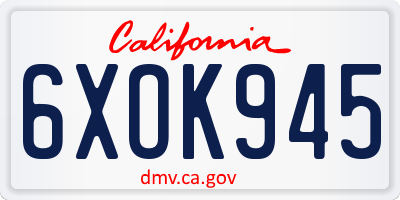 CA license plate 6XOK945