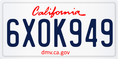 CA license plate 6XOK949