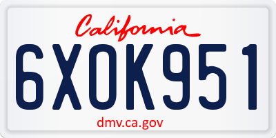 CA license plate 6XOK951