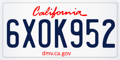 CA license plate 6XOK952