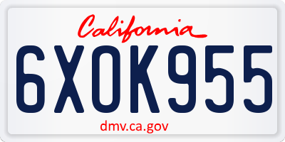 CA license plate 6XOK955