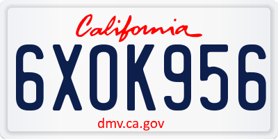 CA license plate 6XOK956