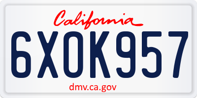 CA license plate 6XOK957