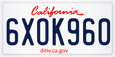 CA license plate 6XOK960