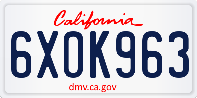 CA license plate 6XOK963