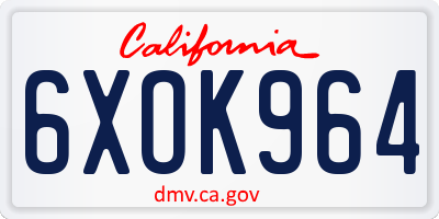 CA license plate 6XOK964
