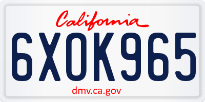 CA license plate 6XOK965