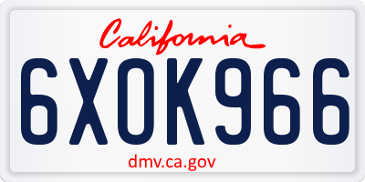 CA license plate 6XOK966