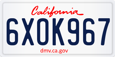CA license plate 6XOK967