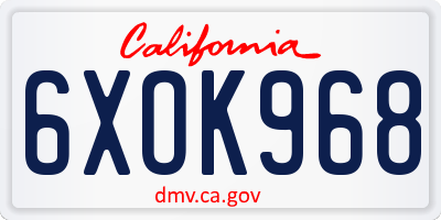 CA license plate 6XOK968