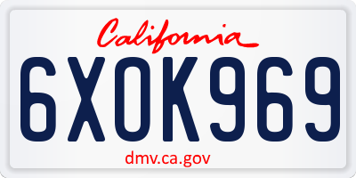 CA license plate 6XOK969