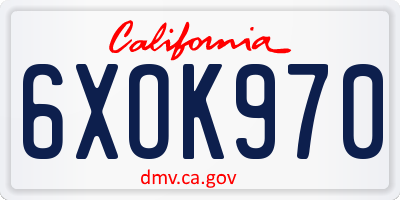 CA license plate 6XOK970