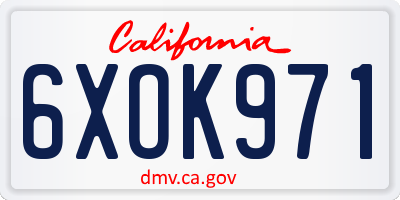 CA license plate 6XOK971