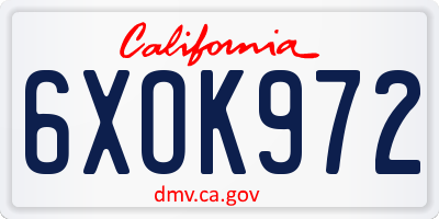 CA license plate 6XOK972