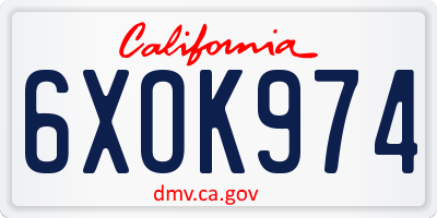 CA license plate 6XOK974
