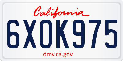 CA license plate 6XOK975