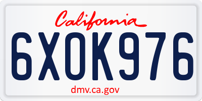 CA license plate 6XOK976