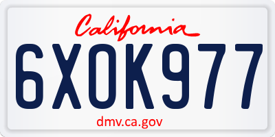 CA license plate 6XOK977