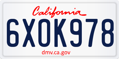 CA license plate 6XOK978